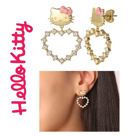 🐘🐘 Hello Kitty Sanrio Heart Drop Earrings
